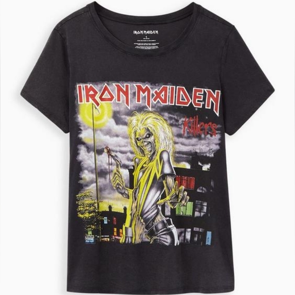 TORRID Classic Fit Crew Tee Iron Maiden Mineral Wash Black Tee Size 4 - Picture 1 of 12